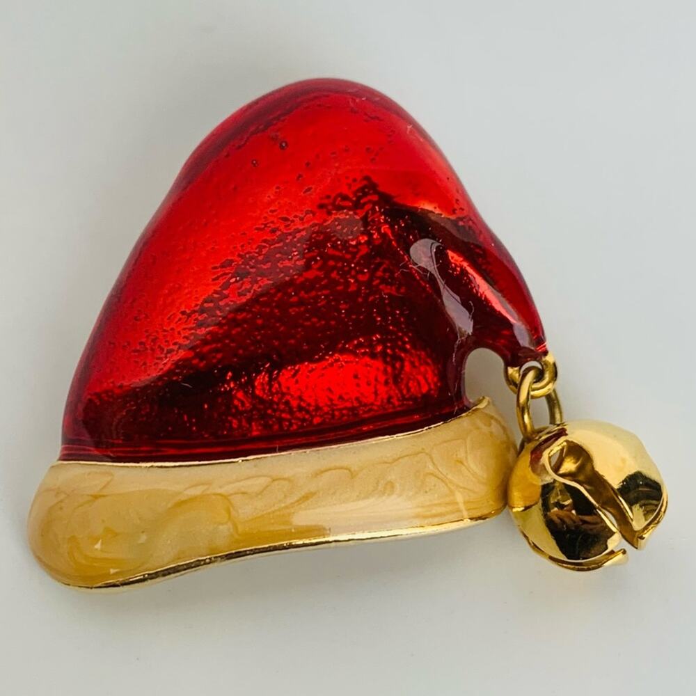 Vintage Enamel Santa Hat Brooch